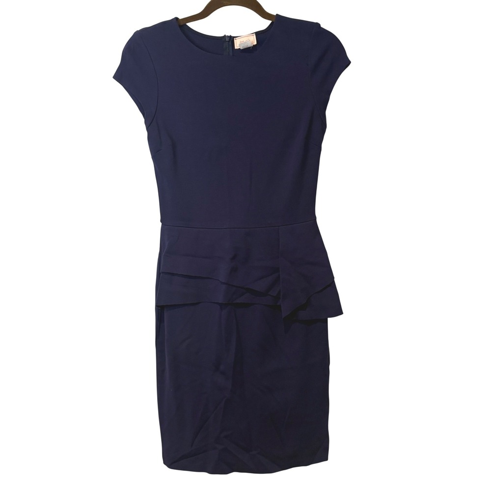 Love.. Ady Navy Blue Peplum Sheath‎ Dress Cap Sleeve W0-6218 Womens Size Medium